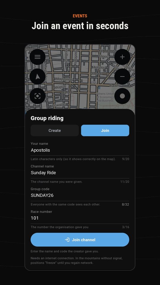 Join an event in seconds